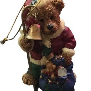 Festive Bear Ornament with Bell